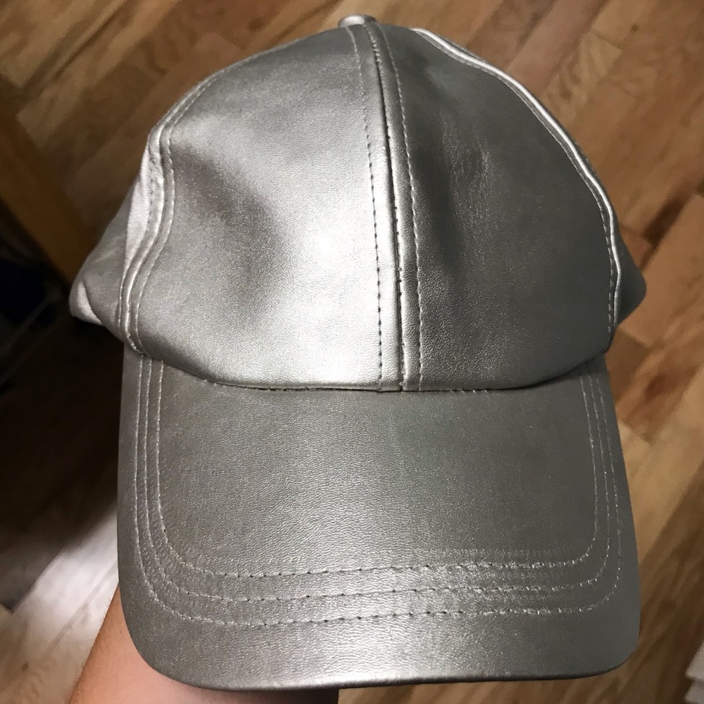 Free people champagne vegan leather ball cap